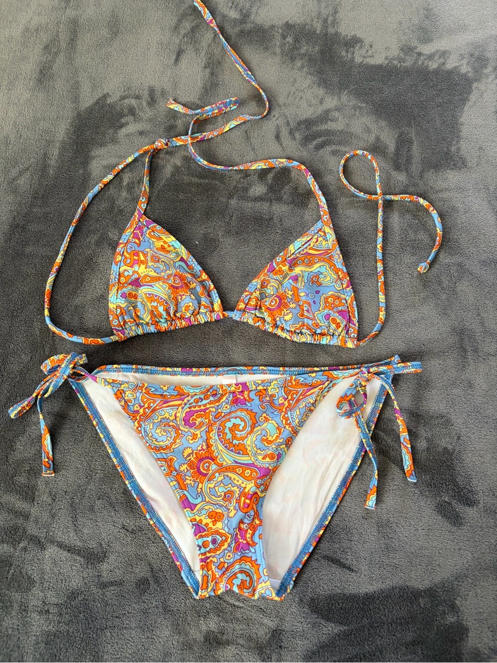 Victoria's Secret Orange, Blue & Purple Paisley String Bikini